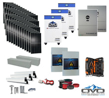 Load image into Gallery viewer, 25KW Complete Offgrid Solar Kit + EG4 FlexBOSS21 + 3x 32KW OMO 48V Freedom Series Lithium Battery + 26.4KW Solar with Roof Mounting Rails and Wiring