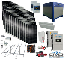 Load image into Gallery viewer, 25KW Complete Offgrid Solar Kit - 62kWh Lithium Battery + 2x15K Sol-Ark Inverter +26.4KW Solar with Ground Mount and Wiring