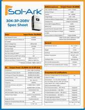 Load image into Gallery viewer, Commercial 120KW Solar Array - 3 Phase 208V Solar Kit + 4x 30K 208V Sol-Ark Inverter + 4x 40KW Sol-Ark INDOOR Lithium Battery +118.8KW Solar with Ground Mount and Wiring