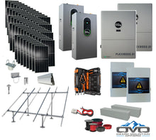 Load image into Gallery viewer, 30KW Complete Offgrid Solar Kit + EG4 FlexBOSS21 + 2x 14.3KW 48V EG4 Lithium Indoor Wall Battery + 30.8KW Solar with Ground Mount and Wiring