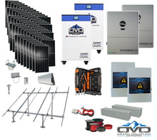 Load image into Gallery viewer, 30KW Complete Offgrid Solar Kit + EG4 FlexBOSS21 + 2x 32KW OMO 48V Freedom Series Lithium Battery + 30.8KW Solar with Ground Mount and Wiring
