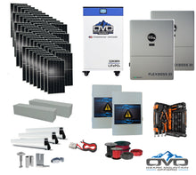 Load image into Gallery viewer, 30KW Complete Offgrid Solar Kit + EG4 FlexBOSS21 + 32KW OMO 48V Freedom Series Lithium Battery + 30.8KW Solar with Roof Mounting Rails and Wiring