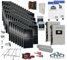 Load image into Gallery viewer, 30KW Complete Offgrid Solar Kit + 2x 15K Sol-Ark Inverter + 2x 32kWh OMO 48V Freedom Series Lithium Battery +30.8KW Solar with Ground Mount and Wiring