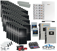 Load image into Gallery viewer, 30KW Complete Offgrid Solar Kit - 30.72KW Pytes Lithium Battery + 2x 15K Sol-Ark Inverter +30.8KW Solar with Roof Mount and Wiring