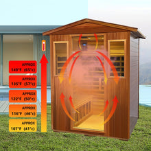 Load image into Gallery viewer, Premium 4-Person Luxury Low EMF Outdoor FAR Infrared Home Sauna With Bluetooth Audio, 2050W (SAK15372)