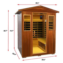 Load image into Gallery viewer, Premium 4-Person Luxury Low EMF Outdoor FAR Infrared Home Sauna With Bluetooth Audio, 2050W (SAK15372)