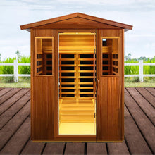 Load image into Gallery viewer, Premium 4-Person Luxury Low EMF Outdoor FAR Infrared Home Sauna With Bluetooth Audio, 2050W (SAK15372)