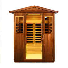 Load image into Gallery viewer, Premium 4-Person Luxury Low EMF Outdoor FAR Infrared Home Sauna With Bluetooth Audio, 2050W (SAK15372)