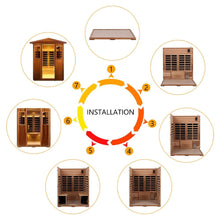 Load image into Gallery viewer, Premium 4-Person Luxury Low EMF Outdoor FAR Infrared Home Sauna With Bluetooth Audio, 2050W (SAK15372)