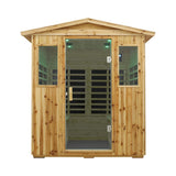 Deluxe 4-Person Outdoor Infrared Hemlock Sauna With Bluetooth Speakers & LED Lighting (SAK96371)