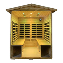 Load image into Gallery viewer, Deluxe 4-Person Outdoor Infrared Hemlock Sauna With Bluetooth Speakers &amp; LED Lighting (SAK96371)