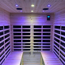 Load image into Gallery viewer, Deluxe 4-Person Outdoor Infrared Hemlock Sauna With Bluetooth Speakers &amp; LED Lighting (SAK96371)