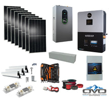 Load image into Gallery viewer, 4.4KW Complete Offgrid Solar Kit + 6K EG4 6000XP Inverter + 14.3KW 48V EG4 Lithium Indoor Wall Battery + 4.4KW Solar with Roof Mounting Rails and Wiring