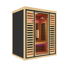 Load image into Gallery viewer, Peak Saunas Denali Luxury 3-Person Full Spectrum Infrared Sauna with Two XL Medical-Grade Red Light Therapy Panels &amp; Smart WiFi App Control