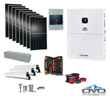 Load image into Gallery viewer, 4.4KW Complete Offgrid Solar Kit + 10K 120V/240V OMO E-Line Inverter + 10.24KW OMO E-Line Lithium Battery +4.4KW Solar with Roof Mount and Wiring