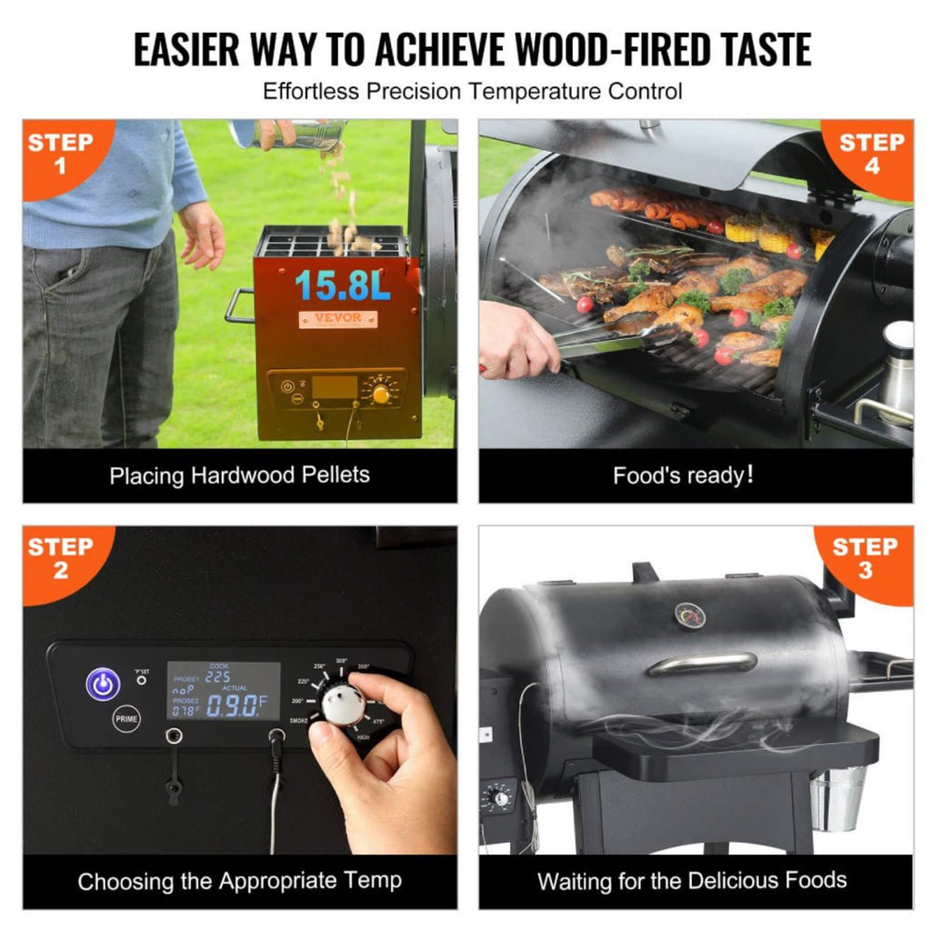 53" Heavy Duty Portable Wood Pellet BBQ Grill With Cart (SAK93641)