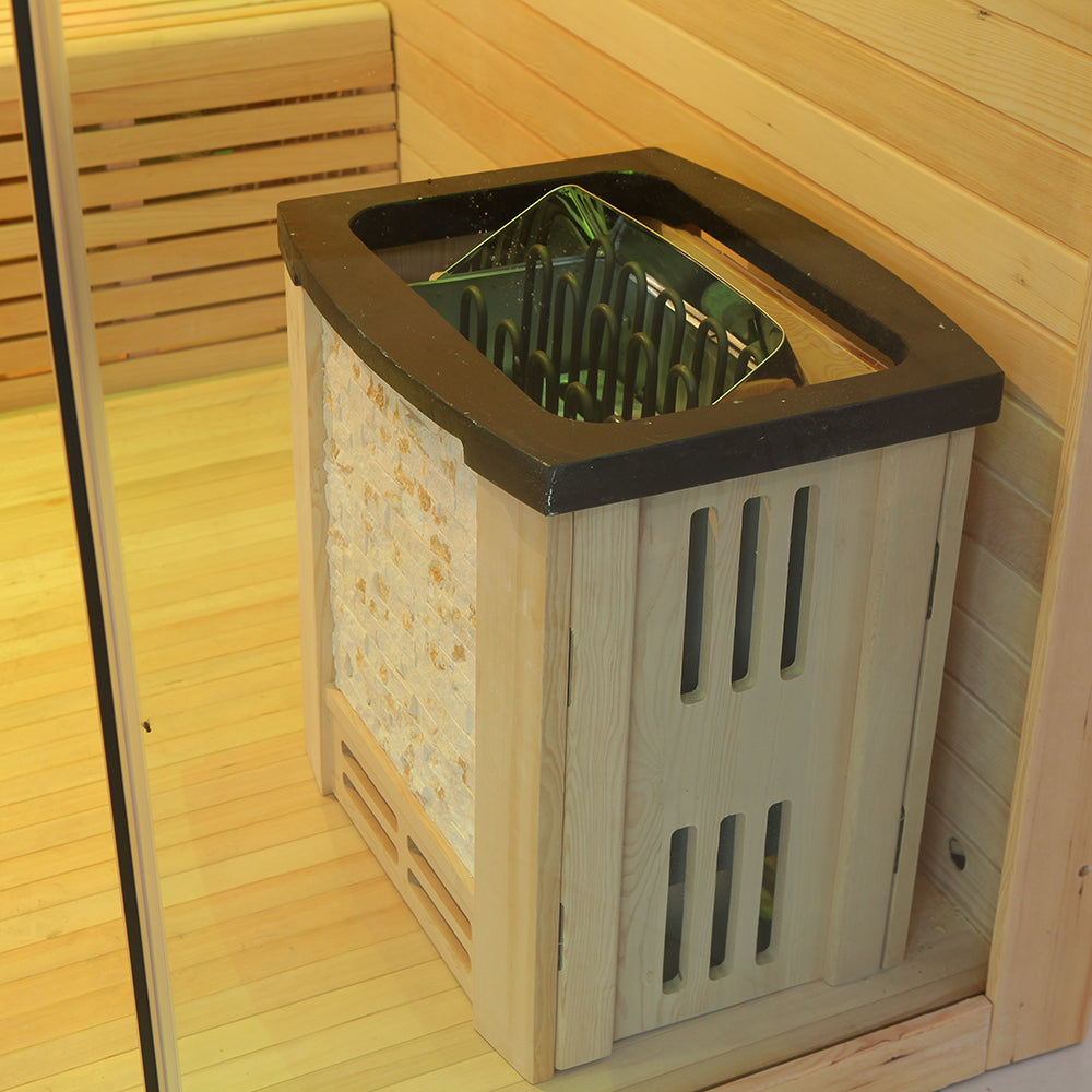 SAUNA EVOLUTION® Include Therapy Wood Traditional Steam Sauna Modern Relax 7