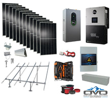 Load image into Gallery viewer, 6KW Complete Offgrid Solar Kit + EG4 18kPV Inverter + 14.3KW 48V EG4 Lithium Indoor Wall Battery + 6.6KW Solar with Ground Mount and Wiring