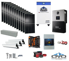 Load image into Gallery viewer, 6KW Complete Offgrid Solar Kit + EG4 18kPV Inverter + 32KW OMO 48V Freedom Series Lithium Battery + 6.6KW Solar with Roof Mounting Rails and Wiring
