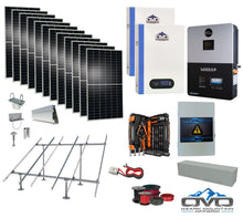 Load image into Gallery viewer, 6KW Complete Offgrid Solar Kit + 6K EG4 6000XP Inverter +2x 5.12KW OMO 48V Patriot Lithium Battery + 6.6KW Solar with Ground Mount and Wiring