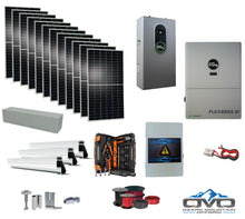 Load image into Gallery viewer, 6KW Complete Offgrid Solar Kit + EG4 FlexBOSS21 + 14.3KW 48V EG4 Lithium Indoor Wall Battery + 6.6KW Solar with Roof Mounting Rails and Wiring