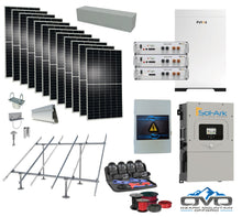 Load image into Gallery viewer, 6KW Complete Offgrid Solar Kit - 15.36kWh Pytes Lithium Battery + 15K Sol-Ark Inverter +6.6KW Solar with Ground Mount Rails and Wiring