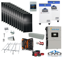Load image into Gallery viewer, 6KW Complete Offgrid Solar Kit - 2x 32kWh OMO 48V Freedom Series Lithium Battery  + 15K Sol-Ark Inverter +6.6KW Solar with Ground Mount and Wiring