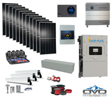 Load image into Gallery viewer, 6KW Complete Offgrid Solar Kit - 9.6kWh Lithium Battery + 15K Sol-Ark Inverter +6.6KW Solar with Mounting Rails and Wiring