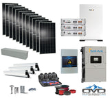 6KW Complete Offgrid Solar Kit - 15.36kWh Pytes Lithium Battery + 15K Sol-Ark Inverter +6.6KW Solar with Mounting Rails and Wiring