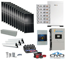Load image into Gallery viewer, 6KW Complete Offgrid Solar Kit - 30.72kWh Pytes Lithium Battery + 15K Sol-Ark Inverter +6.6KW Solar with Mounting Rails and Wiring