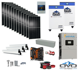 6KW Complete Offgrid Solar Kit - 2x 32kWh OMO 48V Freedom Series Lithium Battery + 15K Sol-Ark Inverter +6.6KW Solar with Roof Mount and Wiring