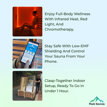 Load image into Gallery viewer, Peak Saunas Aspen Luxury 1-Person FAR Infrared Sauna with Smart WiFi App Control