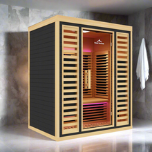Load image into Gallery viewer, Peak Saunas Denali Luxury 3-Person Full Spectrum Infrared Sauna with Two XL Medical-Grade Red Light Therapy Panels &amp; Smart WiFi App Control