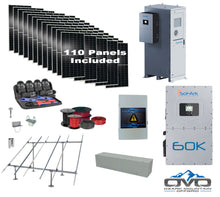 Load image into Gallery viewer, Commercial 60KW Solar Array - 3 Phase 480V Solar Kit + 60K 480V Sol-Ark Inverter + 60KW Sol-Ark OUTDOOR Lithium Battery +60.5KW Solar with Ground Mount and Wiring