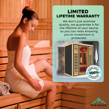 Load image into Gallery viewer, Peak Saunas Denali Luxury 3-Person Full Spectrum Infrared Sauna with Two XL Medical-Grade Red Light Therapy Panels &amp; Smart WiFi App Control