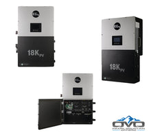 Load image into Gallery viewer, 12KW Complete Offgrid Solar Kit + EG4 18kPV + 2x 14.3KW 48V EG4 Lithium Indoor Wall Battery + 13.2KW Solar with Ground Mount and Wiring
