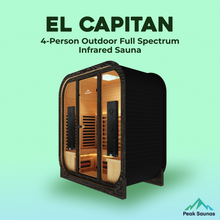 Load image into Gallery viewer, Peak Saunas El Capitan 4-Person Outdoor Full Spectrum Infrared Sauna with XL Medical-Grade Red Light Therapy and Smart WiFi App Control