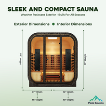 Load image into Gallery viewer, Peak Saunas El Capitan 4-Person Outdoor Full Spectrum Infrared Sauna with XL Medical-Grade Red Light Therapy and Smart WiFi App Control