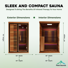 Load image into Gallery viewer, Peak Saunas Fuji 2-Person Full Spectrum Infrared Sauna with XL Medical-Grade Red Light Therapy &amp; Smart WiFi App Control