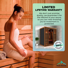 Load image into Gallery viewer, Peak Saunas Matterhorn Luxury 3-Person Full Spectrum Infrared Sauna with Two XL Medical-Grade Red Light Therapy Panels &amp; Smart WiFi App Control