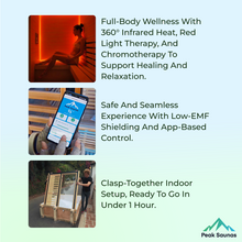 Load image into Gallery viewer, Peak Saunas Matterhorn Luxury 3-Person Full Spectrum Infrared Sauna with Two XL Medical-Grade Red Light Therapy Panels &amp; Smart WiFi App Control