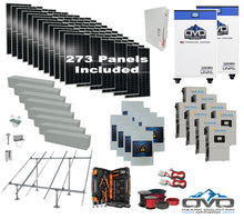 Load image into Gallery viewer, 150KW Complete Offgrid Solar Kit + 8x 15K Sol-Ark Inverter + 2x 32kWh OMO 48V Freedom Series Lithium Battery +150.15KW Solar with Ground Mount and Wiring