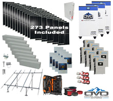 Load image into Gallery viewer, 150KW Complete Offgrid Solar Kit + 8x 15K Sol-Ark Inverter + 3x 32kWh OMO 48V Freedom Series Lithium Battery +150.15KW Solar with Ground Mount and Wiring