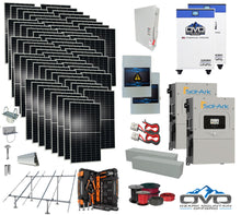 Load image into Gallery viewer, 35KW Complete Offgrid Solar Kit + 2x 15K Sol-Ark Inverter + 2x 32kWh OMO 48V Freedom Series Lithium Battery +35.2KW Solar with Ground Mount and Wiring