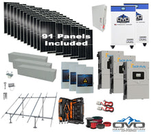 Load image into Gallery viewer, 50KW Complete Offgrid Solar Kit + 3x 15K Sol-Ark Inverter + 2x 32kWh OMO 48V Freedom Series Lithium Battery +50.05KW Solar with Ground Mount and Wiring