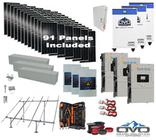 Load image into Gallery viewer, 50KW Complete Offgrid Solar Kit + 3x 15K Sol-Ark Inverter + 3x 32kWh OMO 48V Freedom Series Lithium Battery +50.05KW Solar with Ground Mount and Wiring