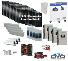 Load image into Gallery viewer, 60KW Complete Offgrid Solar Kit + 4x 15K Sol-Ark Inverter + 2x 32kWh OMO 48V Freedom Series Lithium Battery +60.5KW Solar with Roof Mount and Wiring