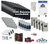 80KW Complete Offgrid Solar Kit + 5x 15K Sol-Ark Inverter + 32kWh OMO 48V Freedom Series Lithium Battery +80.3KW Solar with Roof Mount and Wiring
