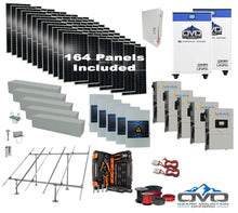 Load image into Gallery viewer, 90KW Complete Offgrid Solar Kit + 5x 15K Sol-Ark Inverter + 2x 32kWh OMO 48V Freedom Series Lithium Battery +90.2KW Solar with Ground Mount and Wiring