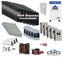 Load image into Gallery viewer, 90KW Complete Offgrid Solar Kit + 5x 15K Sol-Ark Inverter + 32kWh OMO 48V Freedom Series Lithium Battery +90.2KW Solar with Roof Mount and Wiring